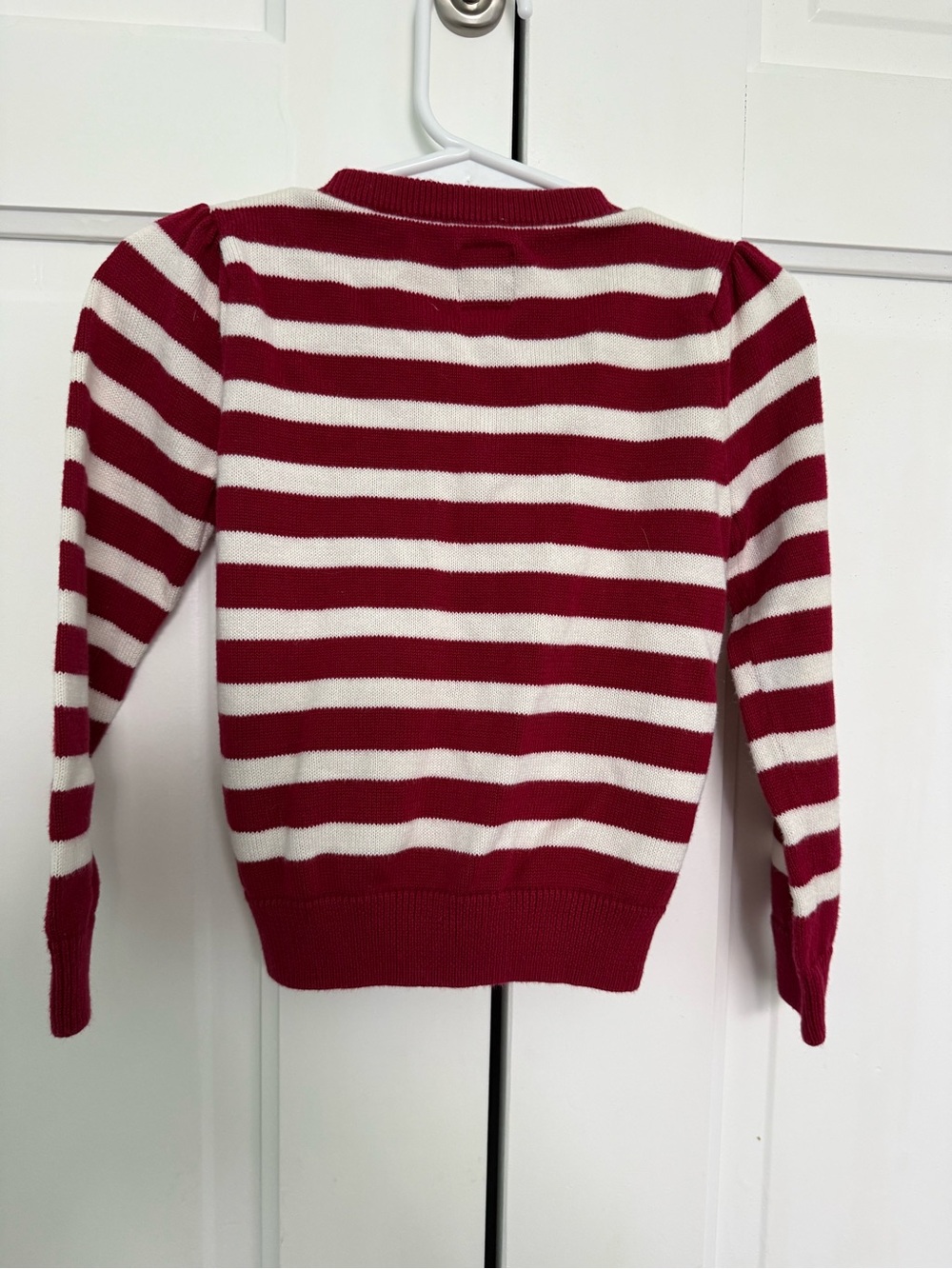 GAP Red & White Striped Ruffle Front Cardigan - Picture 2 of 3